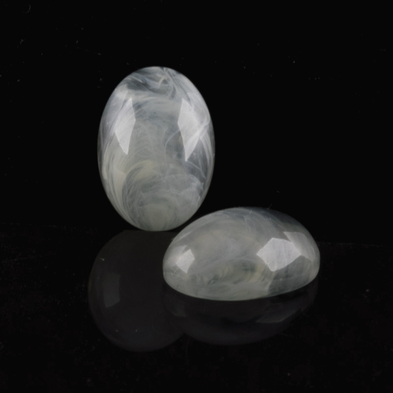 14x10 Oval Cabochon  - grey Marbled,