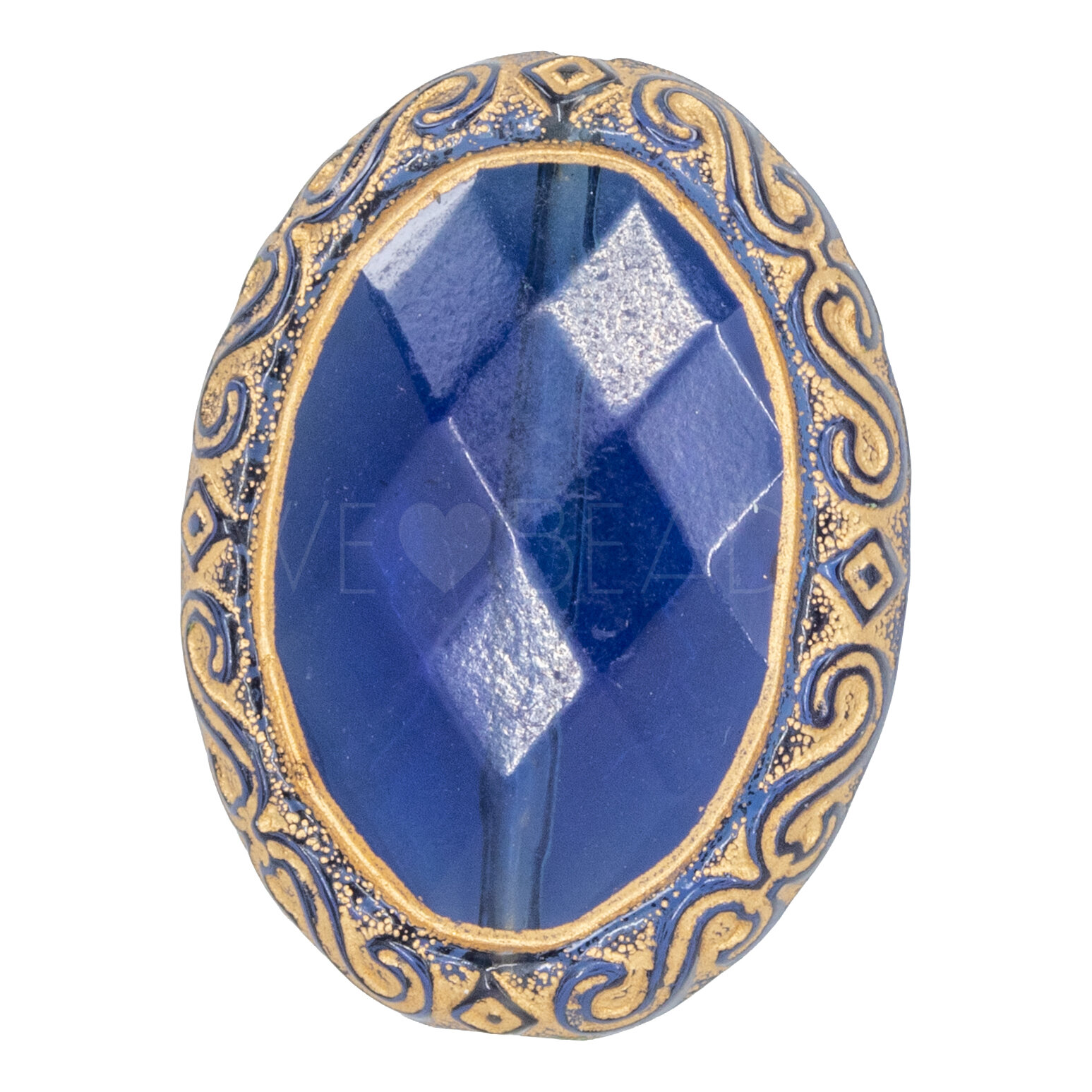 28x21 oval Perle in safirblau
