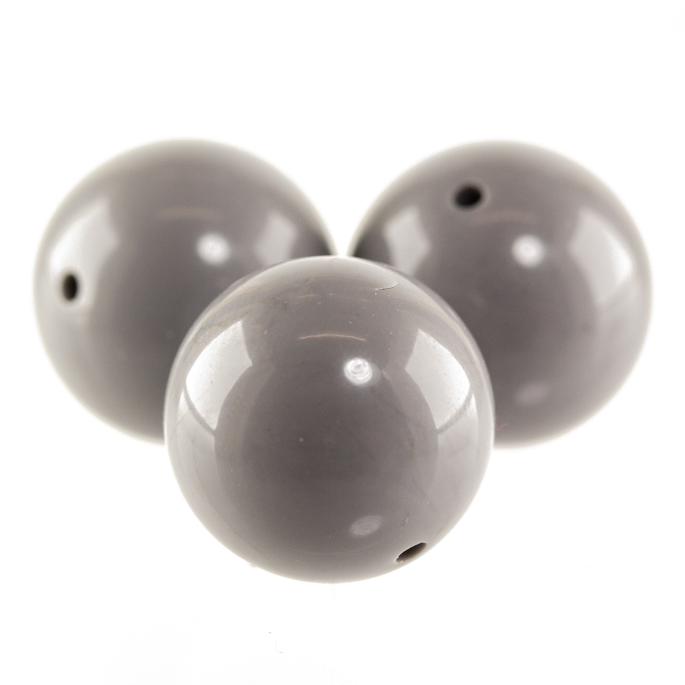 22mm Rundperle in  pinguin grau Satt