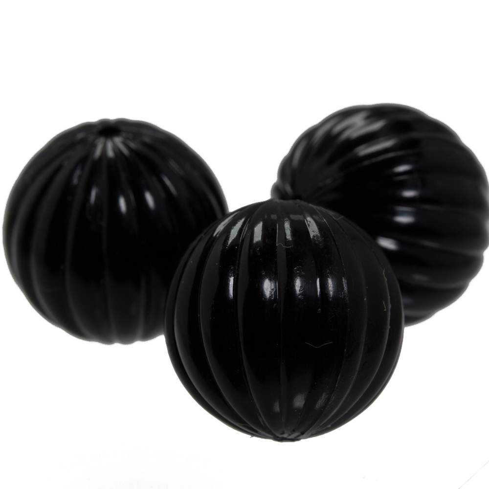 10mm grooved Round  Beads in black