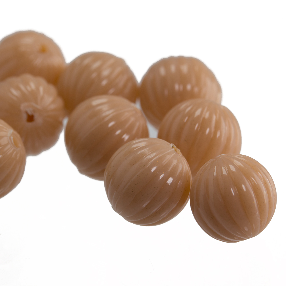 8mm gerillte Rund Perle in beige