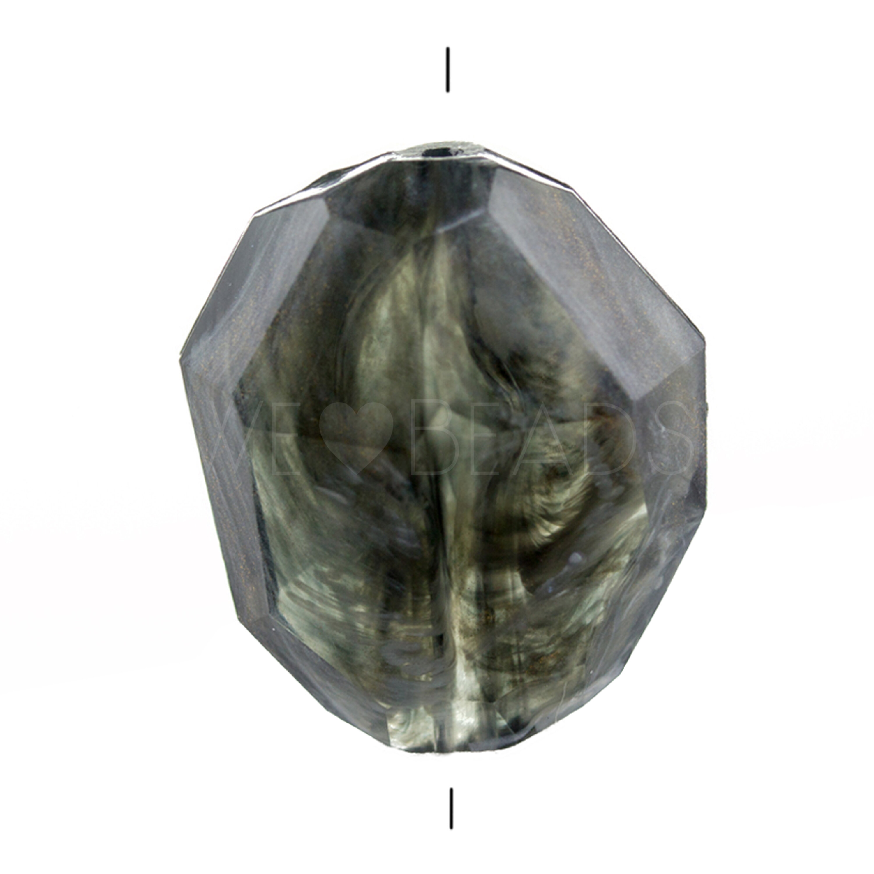 25x21 oval Perle in rabenschwarz mit goldschleier