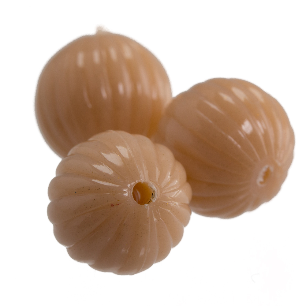 8mm gerillte Rund Perle in beige