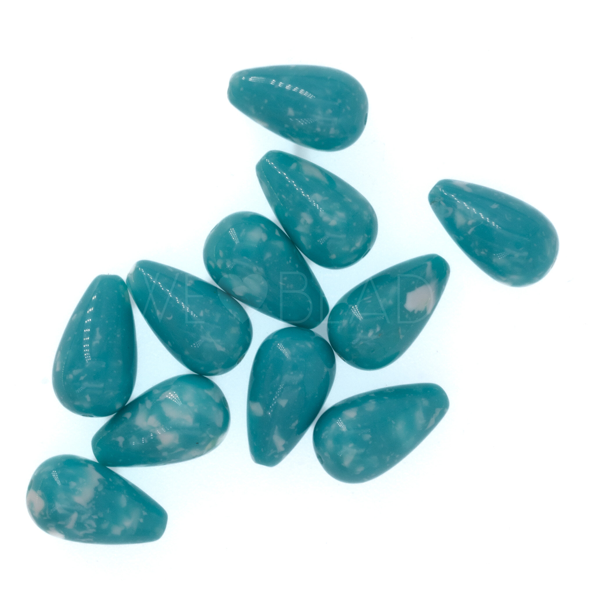 14x8 Tropfen perle in hellblau weisse tupfen 