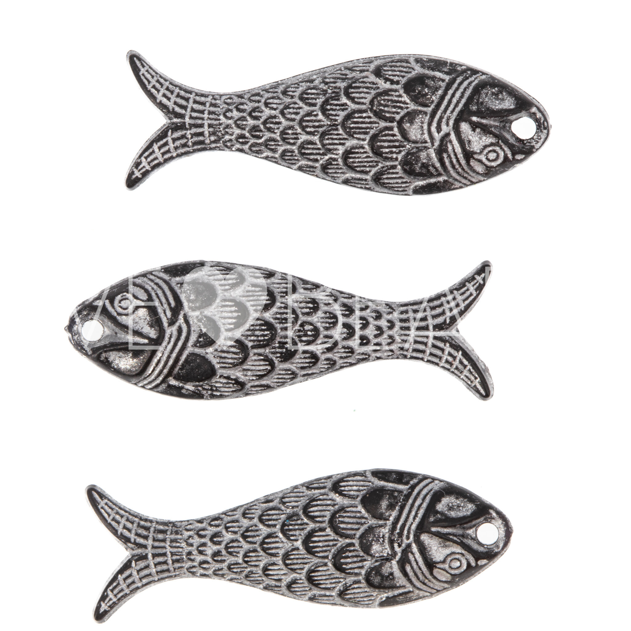 27x9 Fisch Anhänger in Schwarz-silber 2-Ton