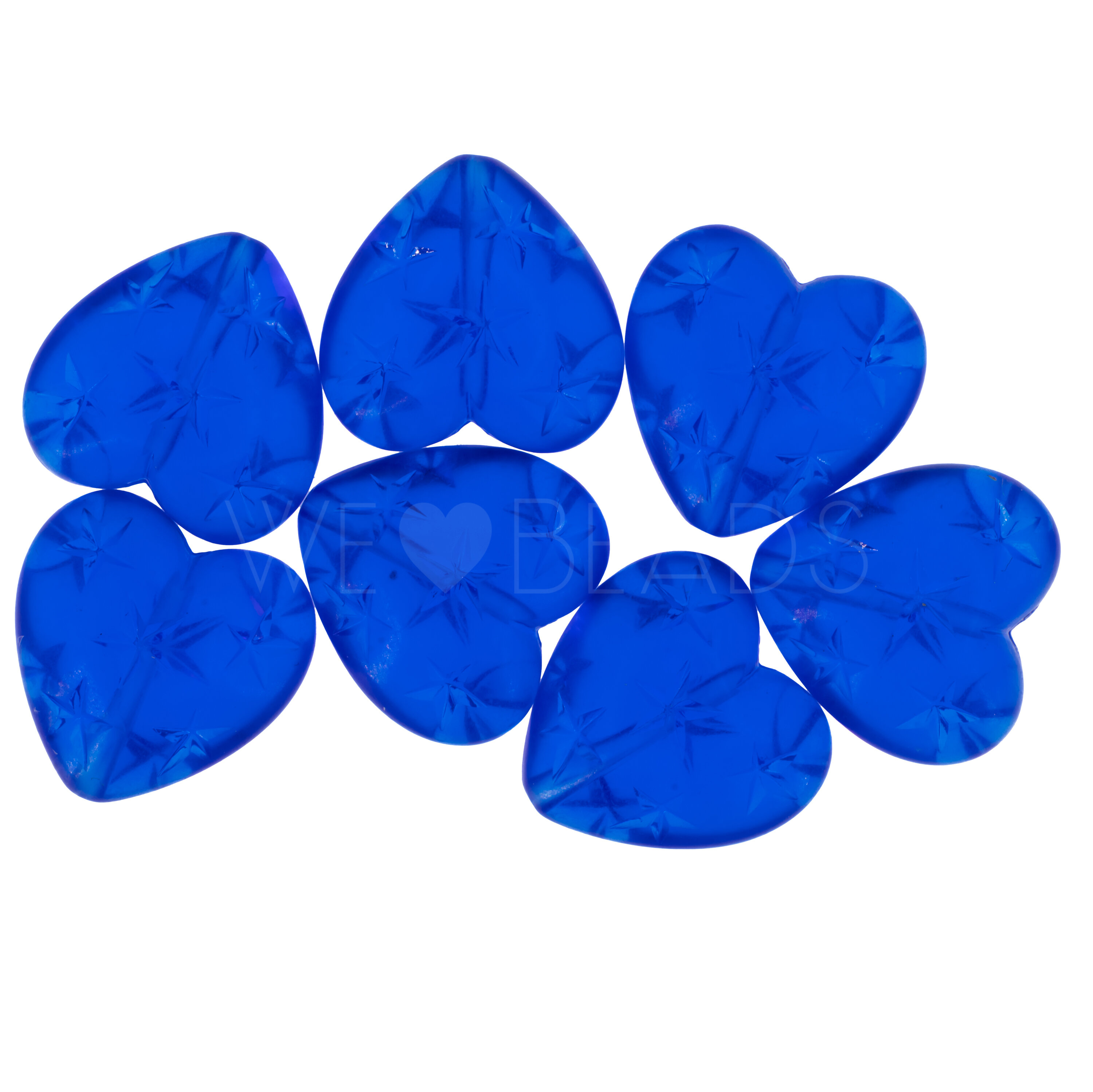 14mm Herz-Perle in blau Transparent