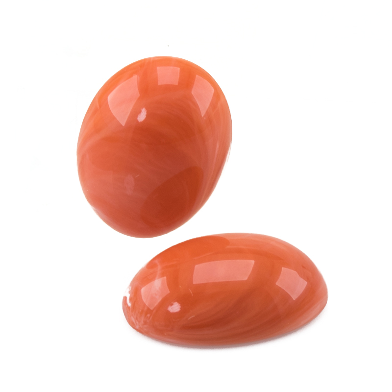14x10 Oval Cabochon  - flamingo red Marbled,