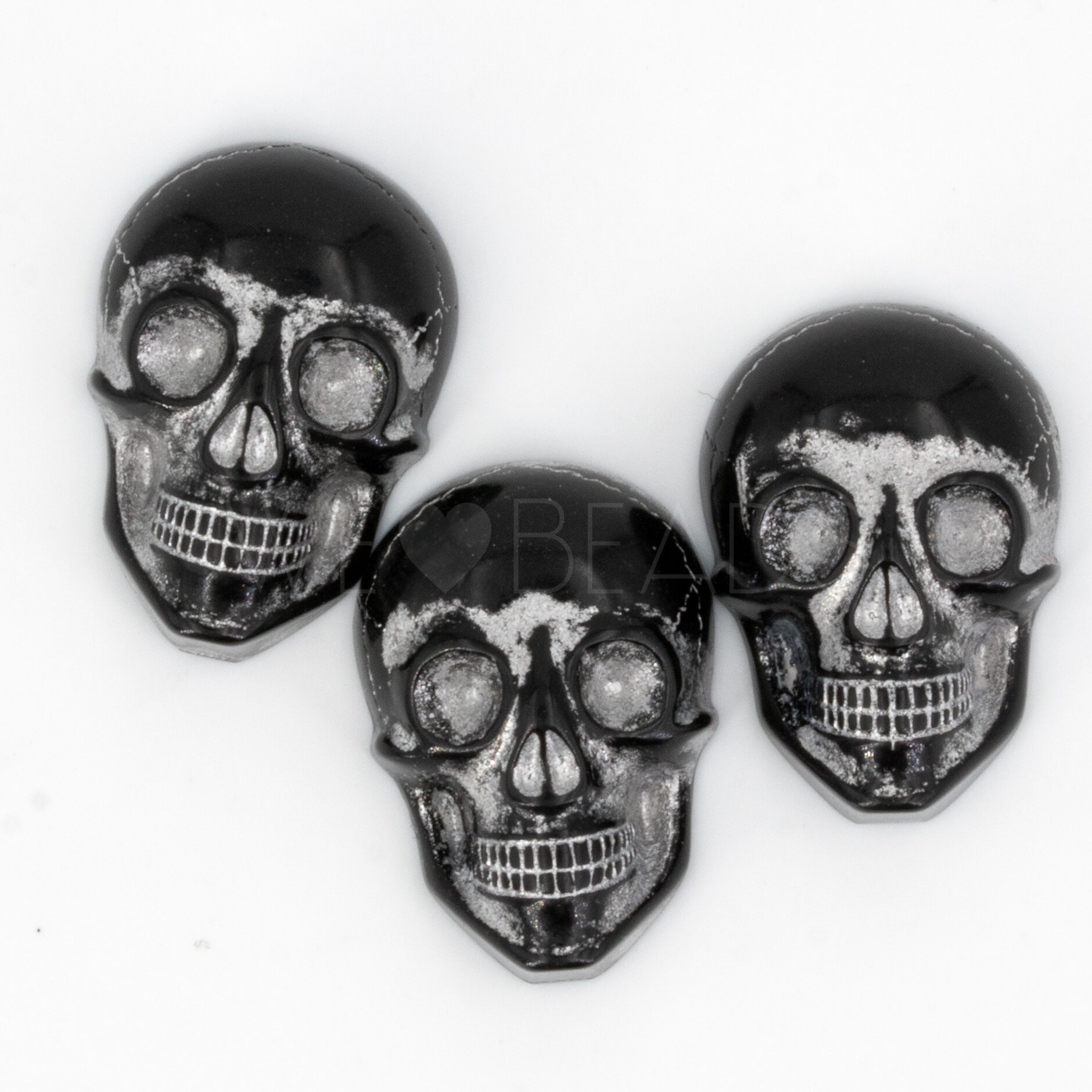 20x14 Cabochon Totenkopf in Schwarz-silber