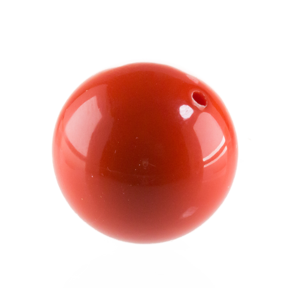 20mm Rundperle in  mohnrot Satt