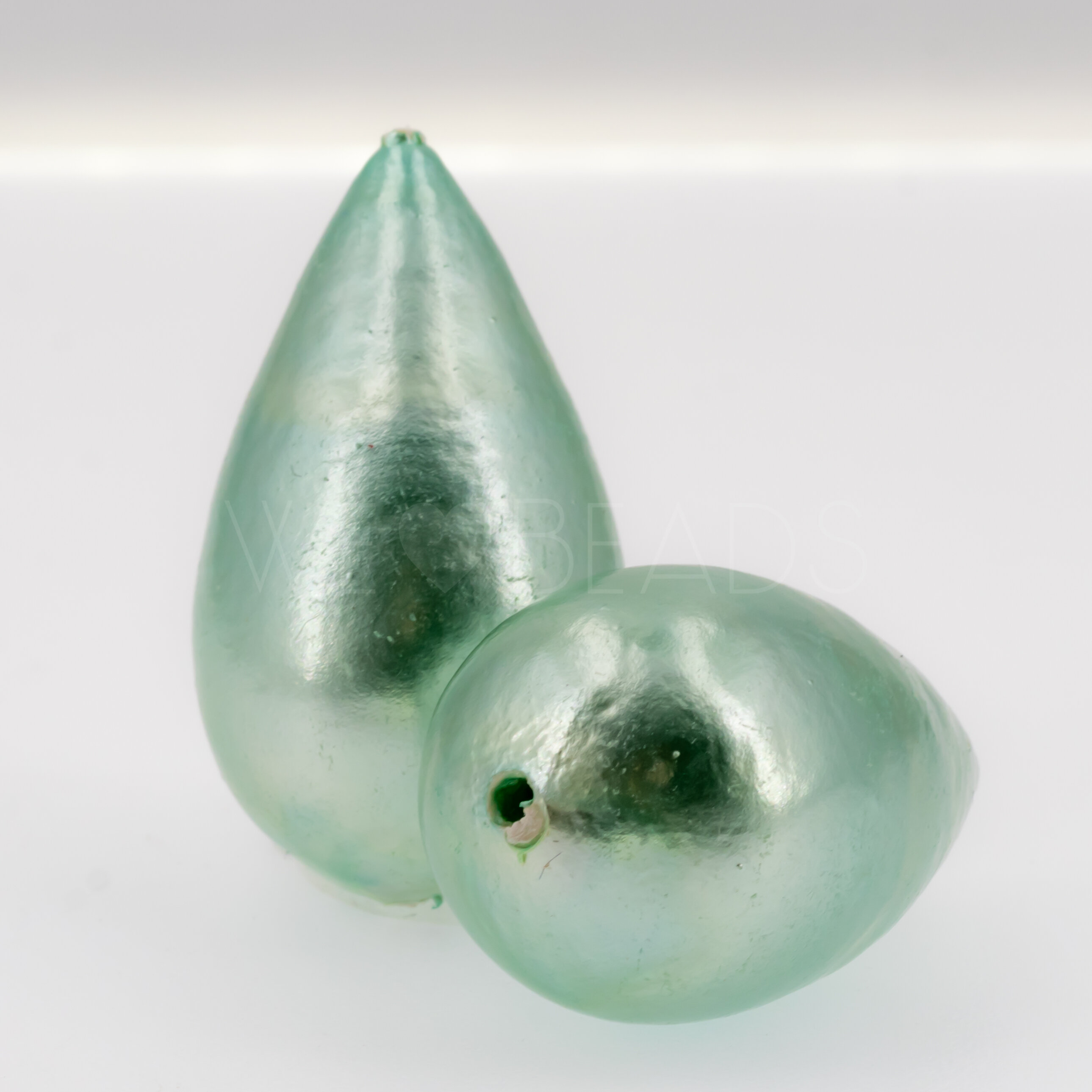 40x23 Paper-Mache Bead Tropfen in celeste blau