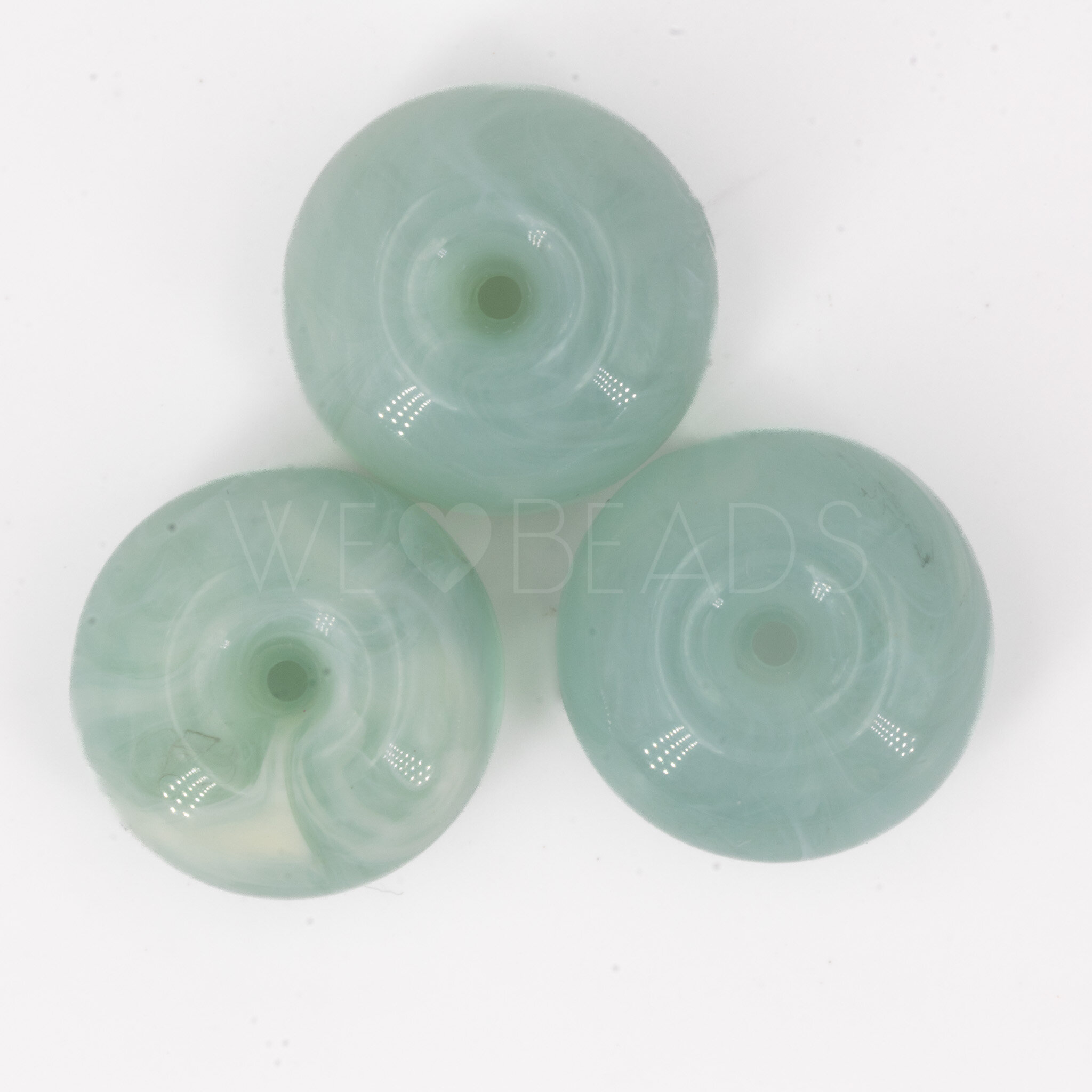 18mm Donut Beads in light mint green