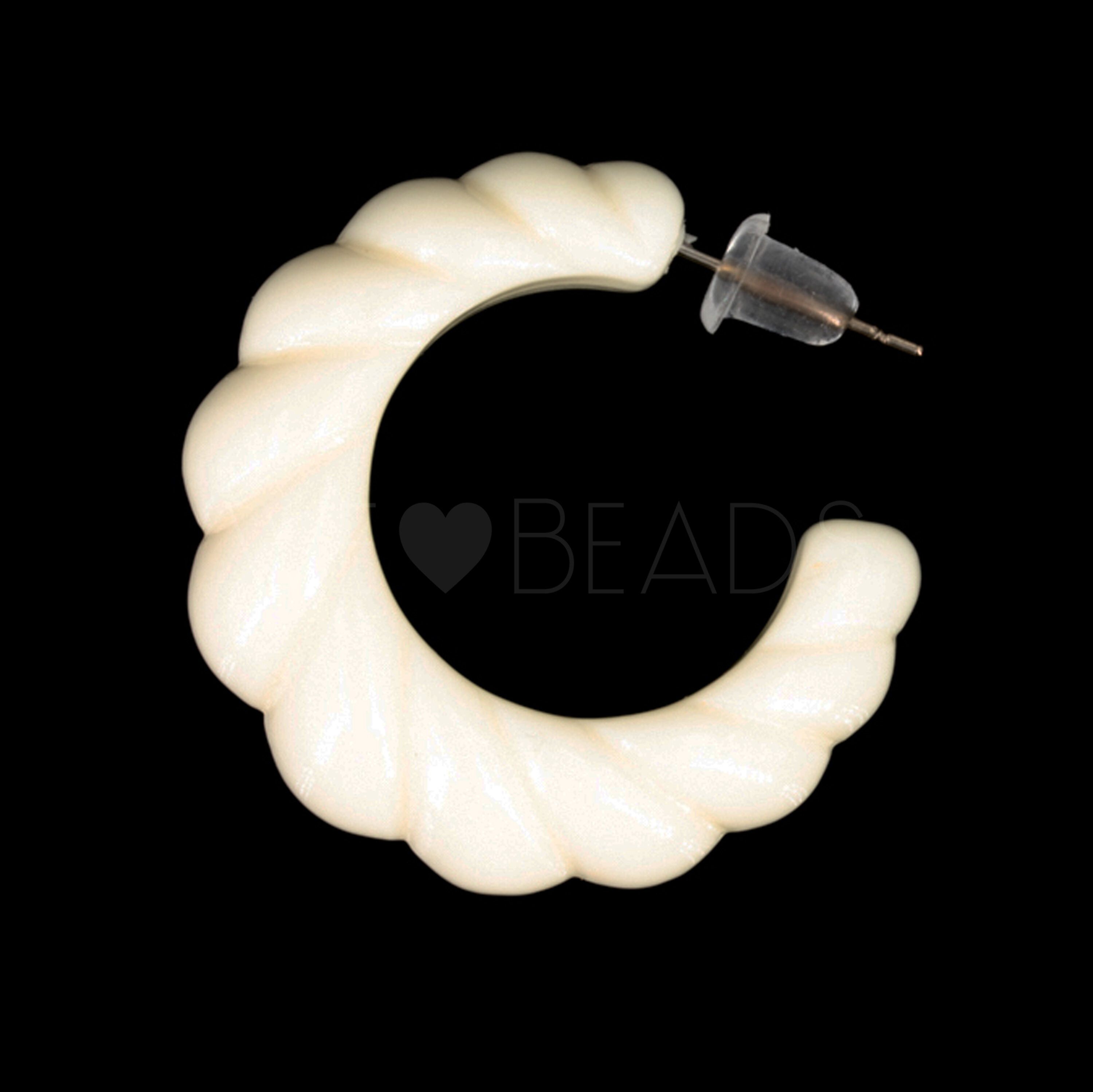 30mm Rund Creole in elfenbein