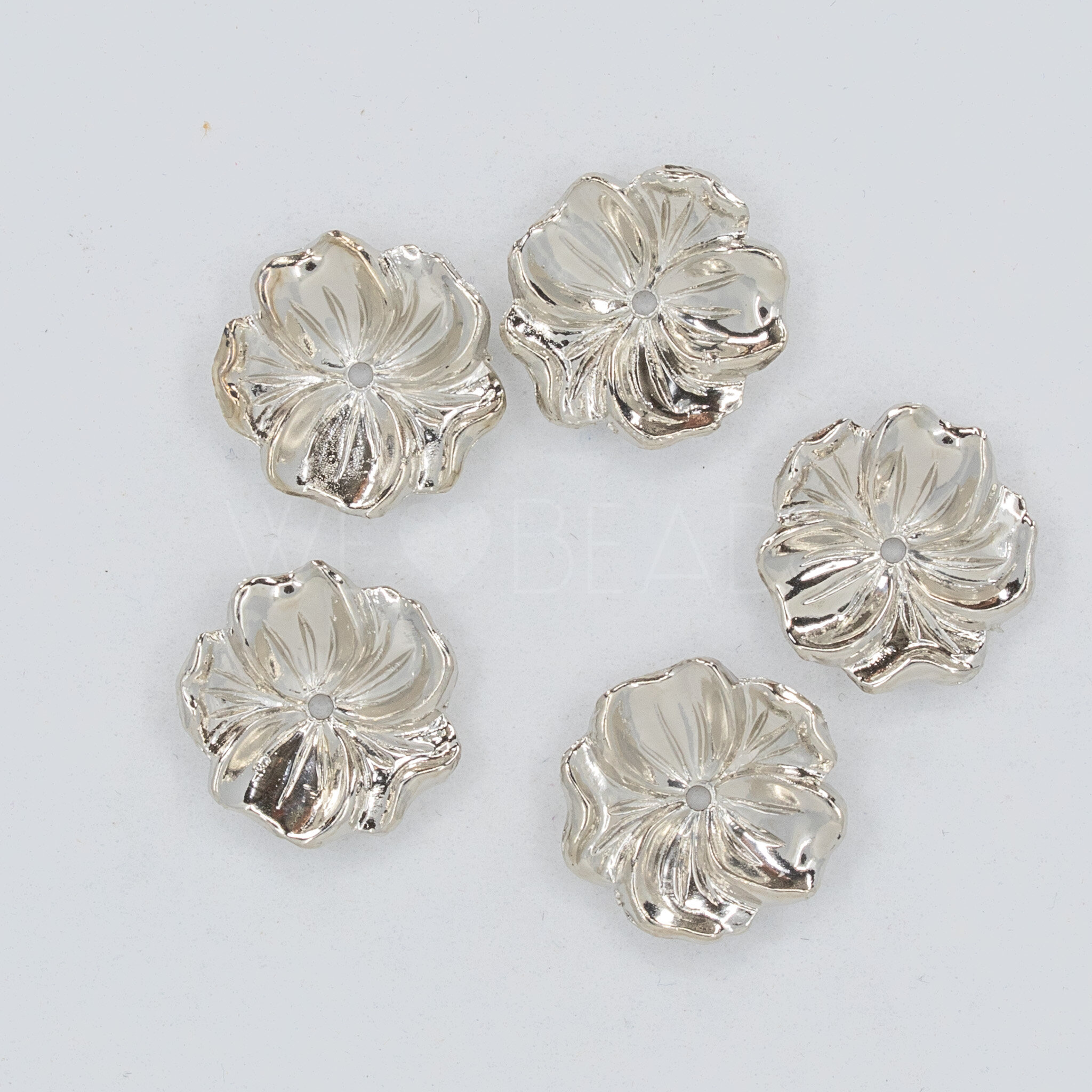 14mm Flower Beads in silver