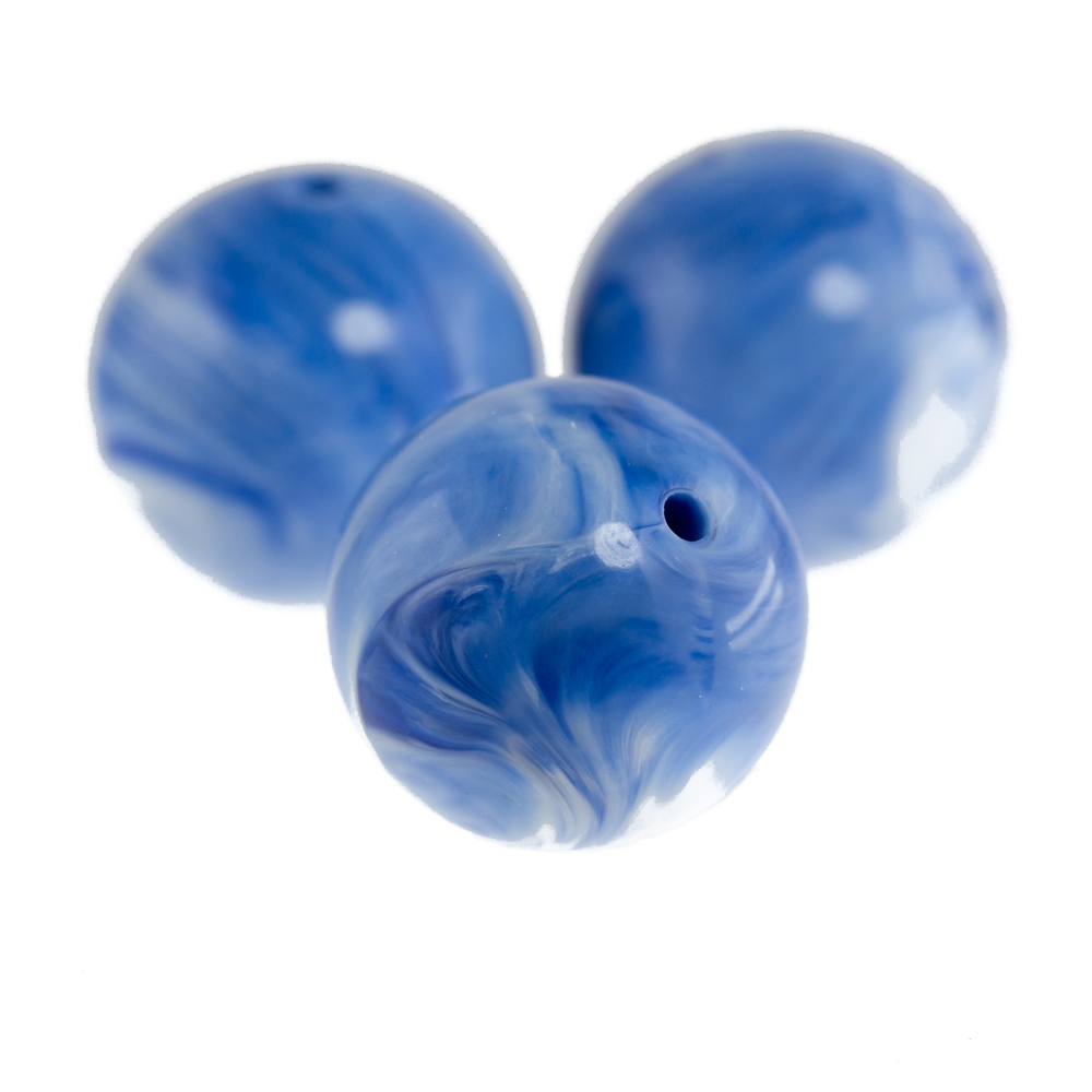 12mm Roundbead in china blue Marbled
