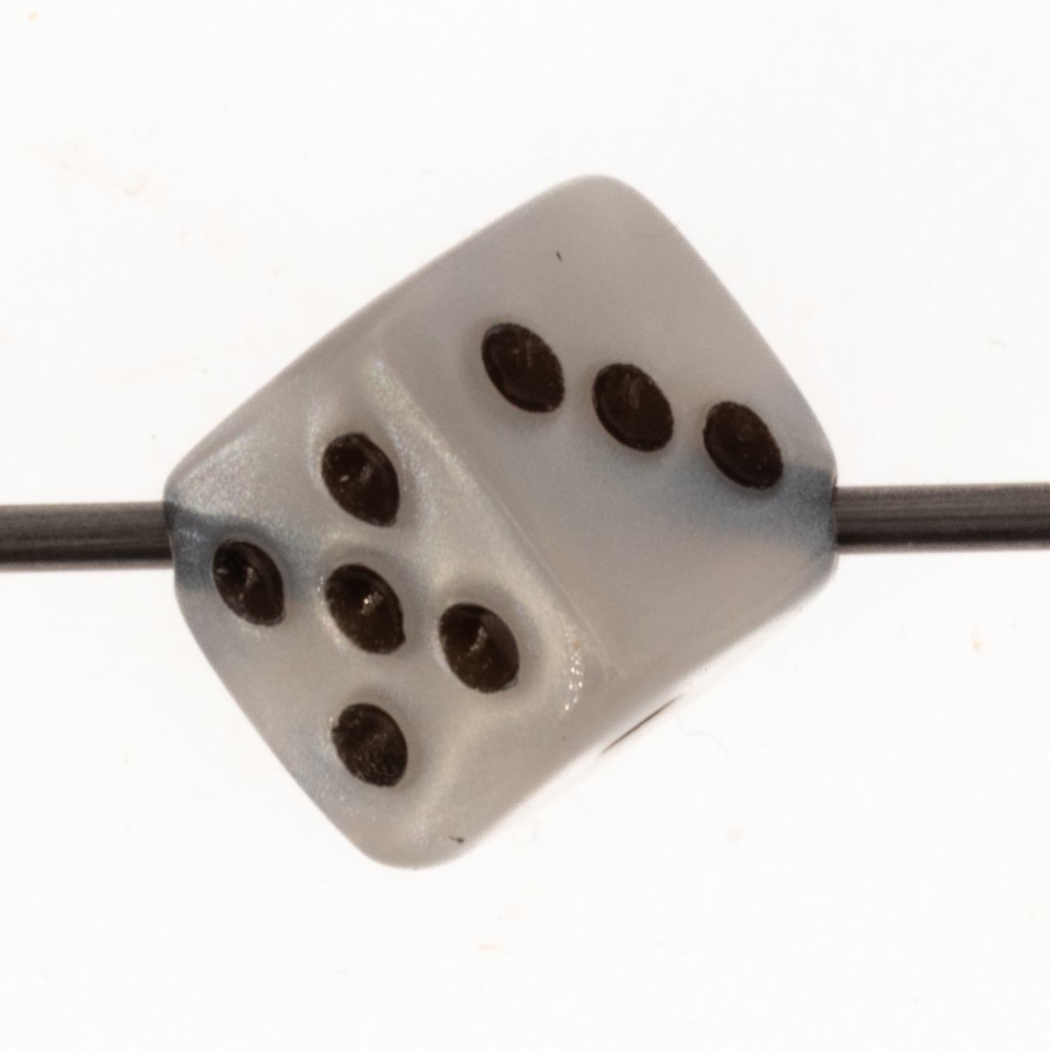 8mm Dice bead - white / black  Silk, in