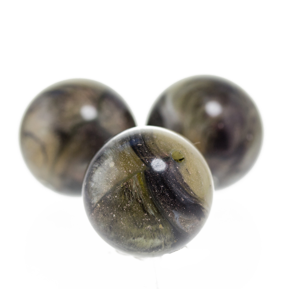 18mm Rundperle in  khaki-oliv  Marmor