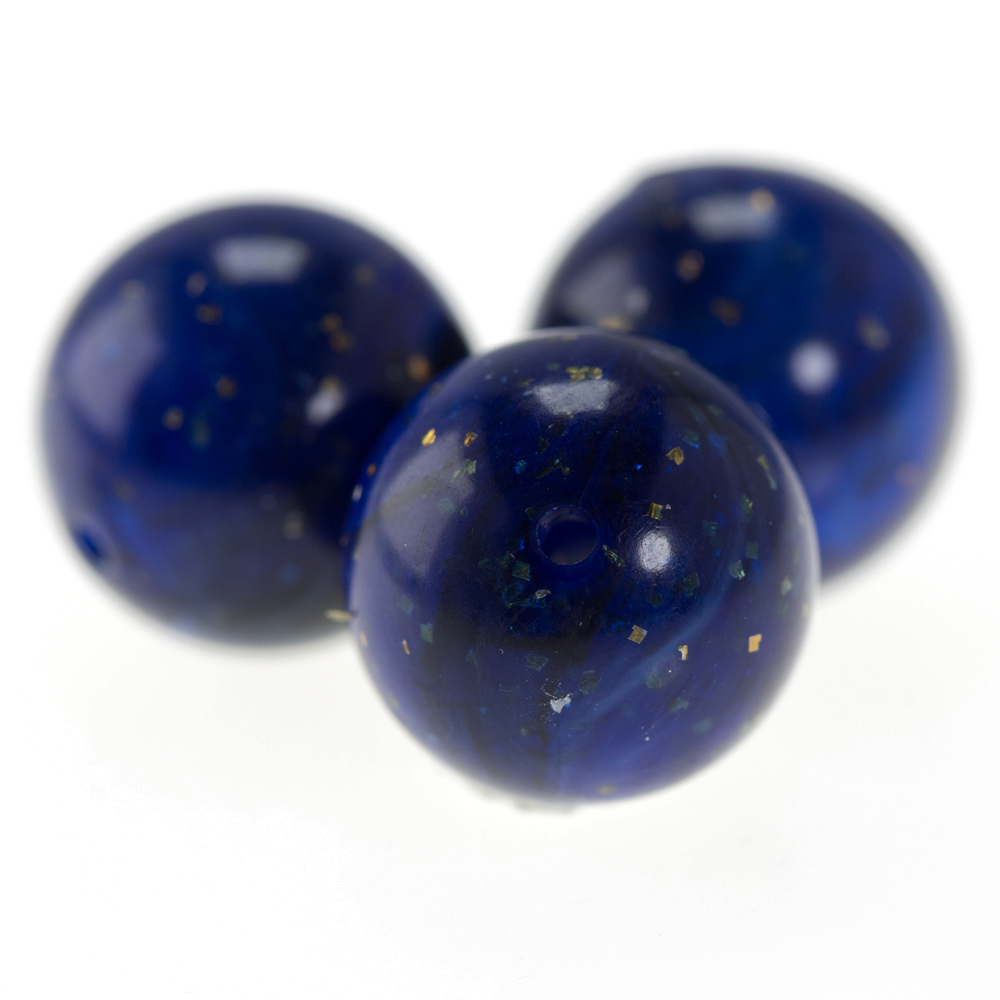 16mm Rundperle in  lapislazuli blau   / Goldflitter Marmor