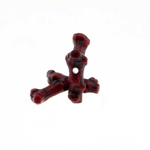 20mm Koralle Perle in blutrot / schwarz