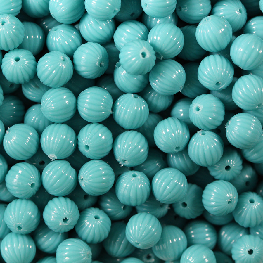 18mm gerillte Rund Perle in türkis