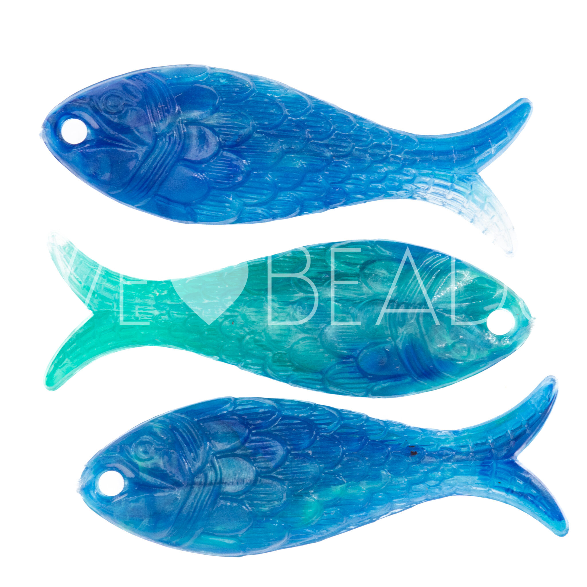 27x9 Fisch Charm in Ocean Blue Marbled