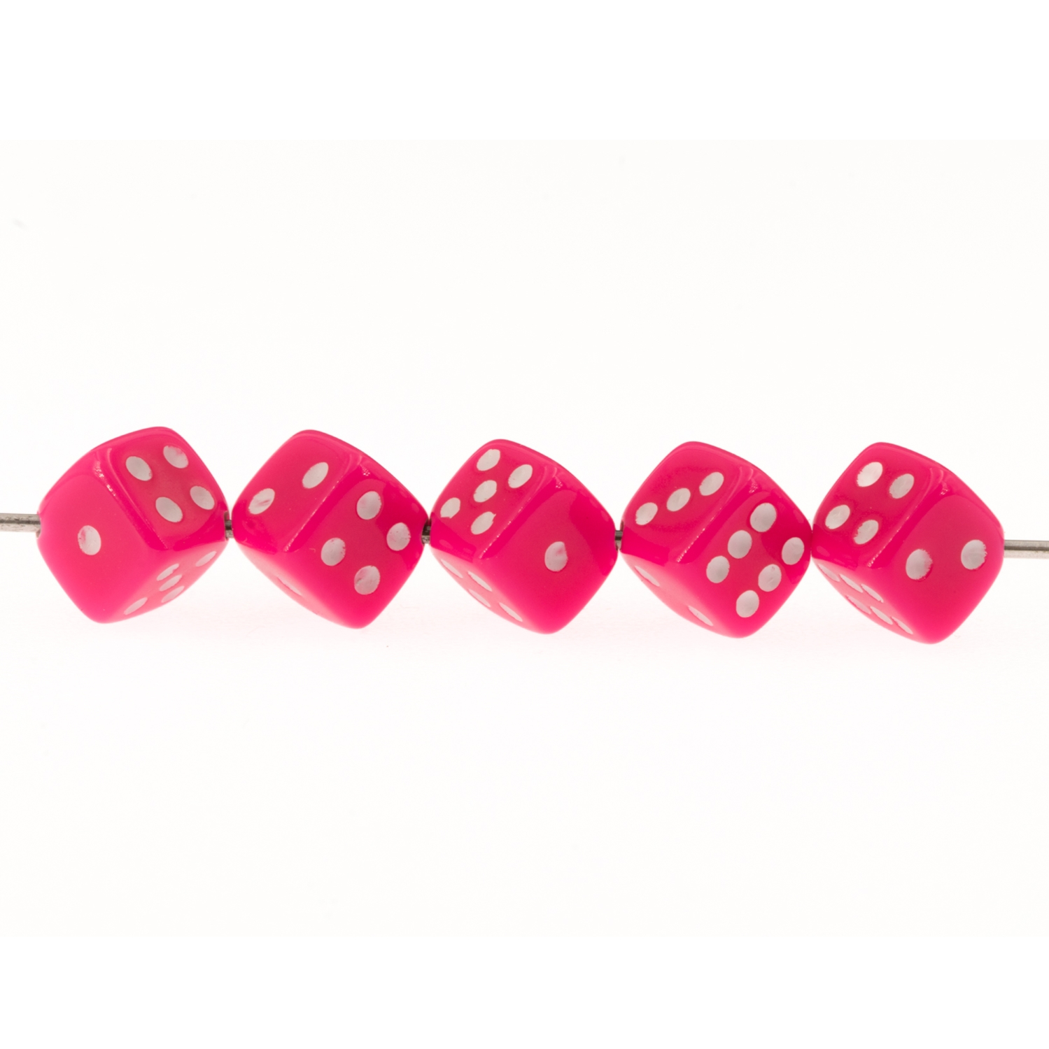 8mm Dice bead - in pink Opaque