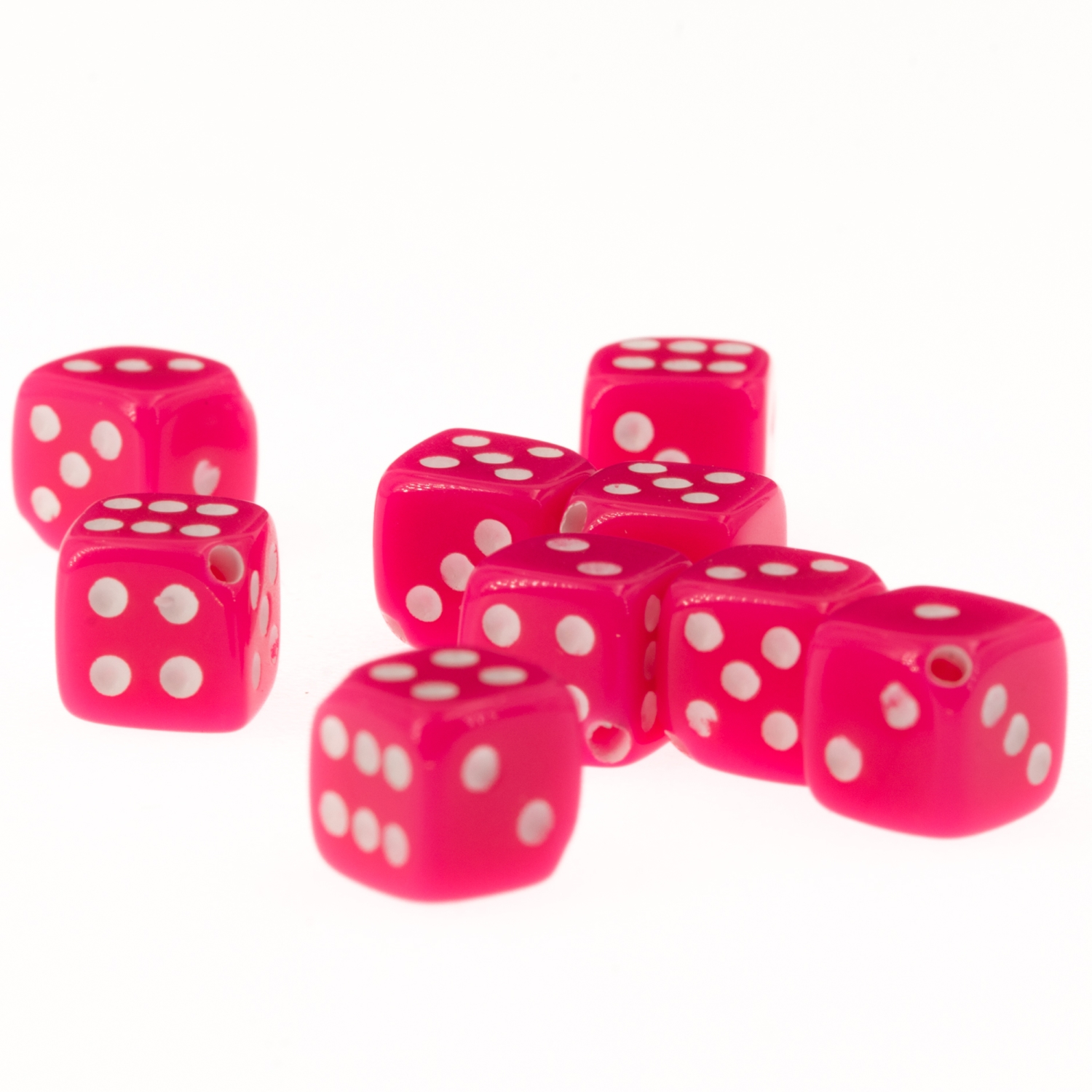 8mm Dice bead - in pink Opaque