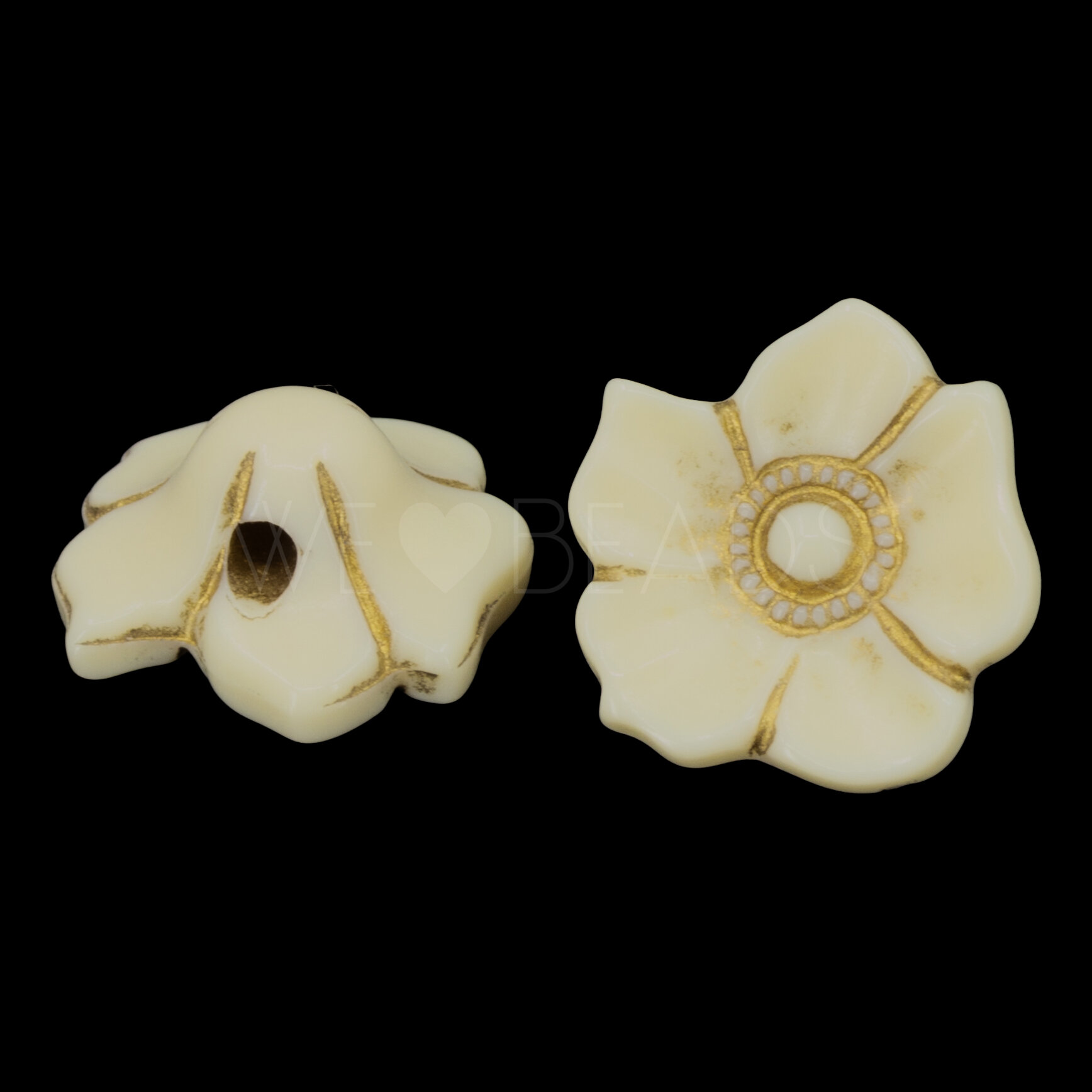 12mm Blume Knopf in elfenbein