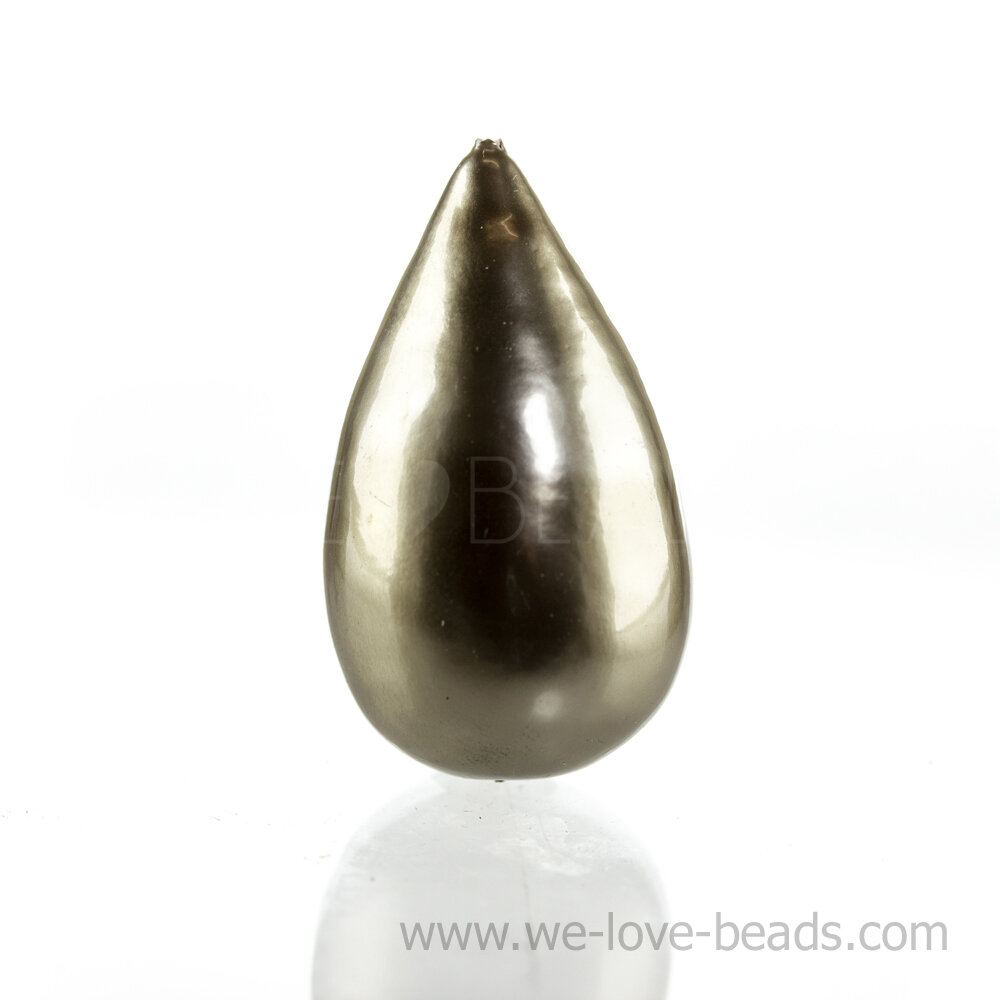 40x23 Paper-Mache Bead Tropfen in beige metallic