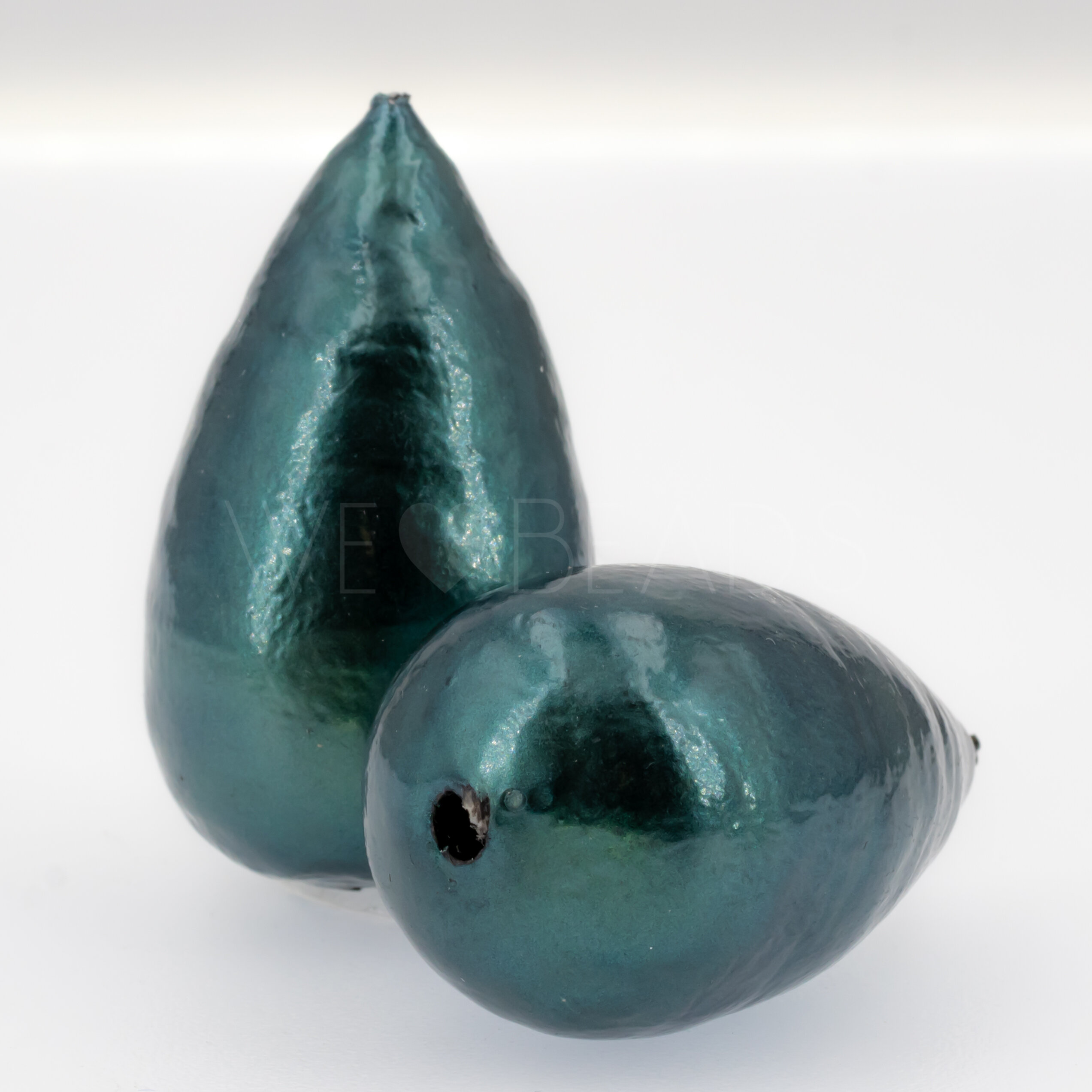 40x23 Paper-Mache Bead Tropfen in radiant käfergrün