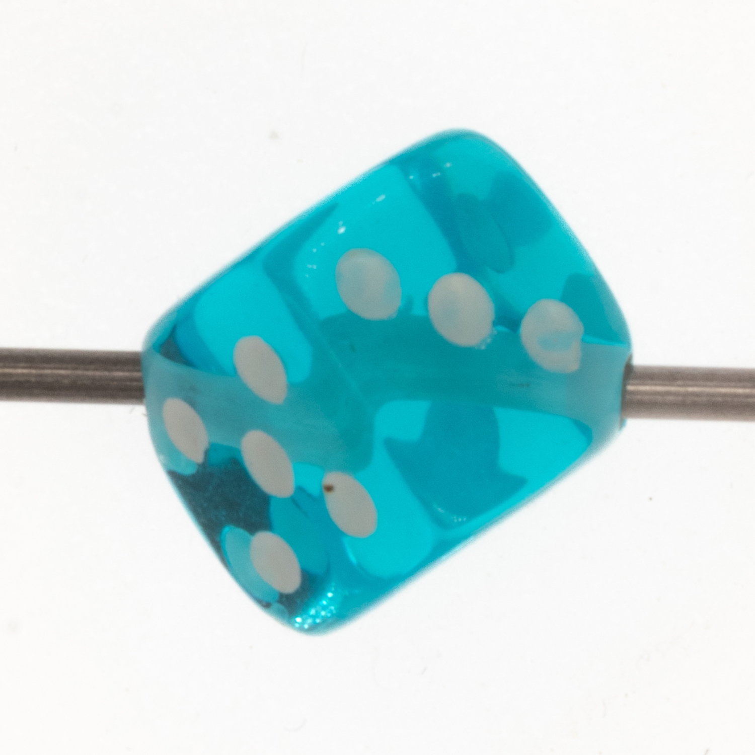 5mm Dice bead - turqoise blue / white Translucent, in