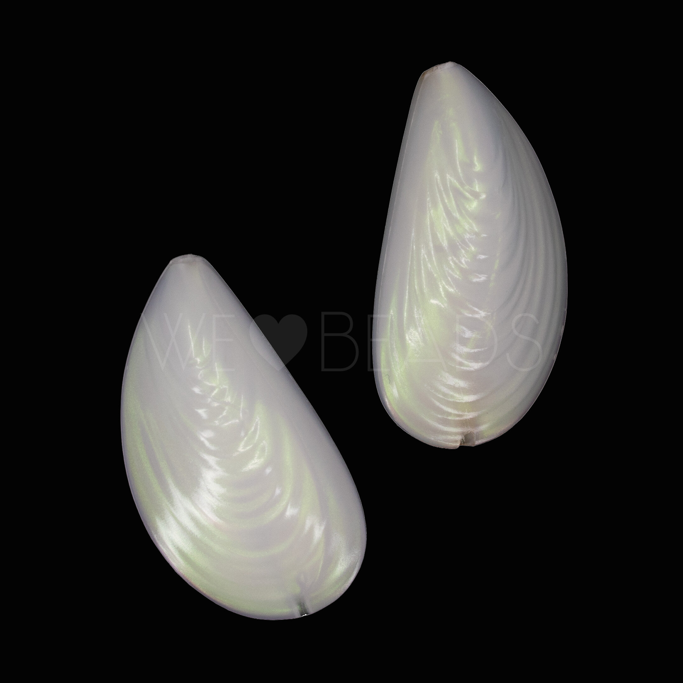 Shell Beads in white AB shiny
