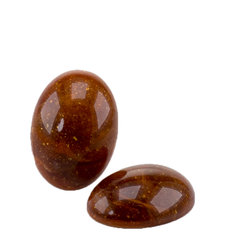 25x18 oval Cabochon in kupferbraun mit flitter 