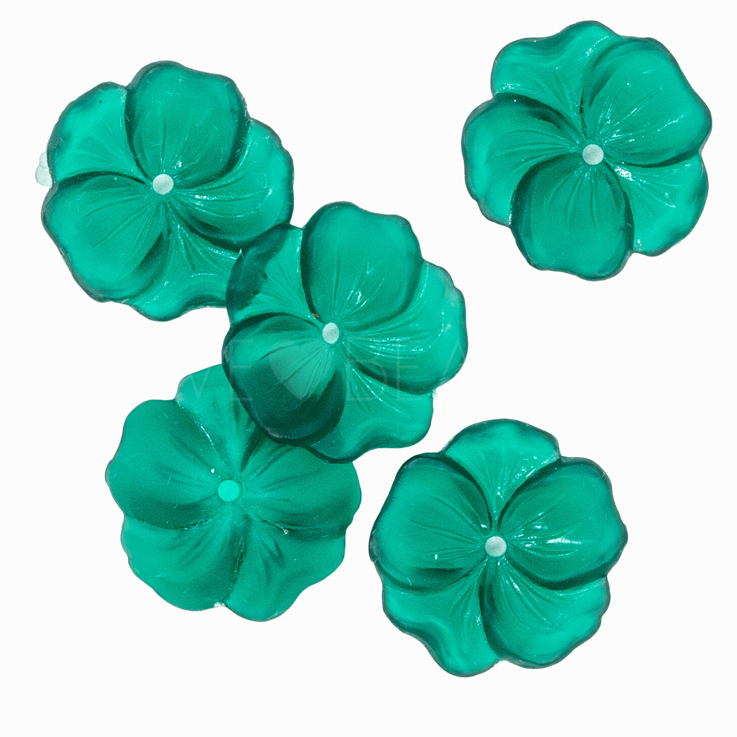 14mm Flower Beads in green