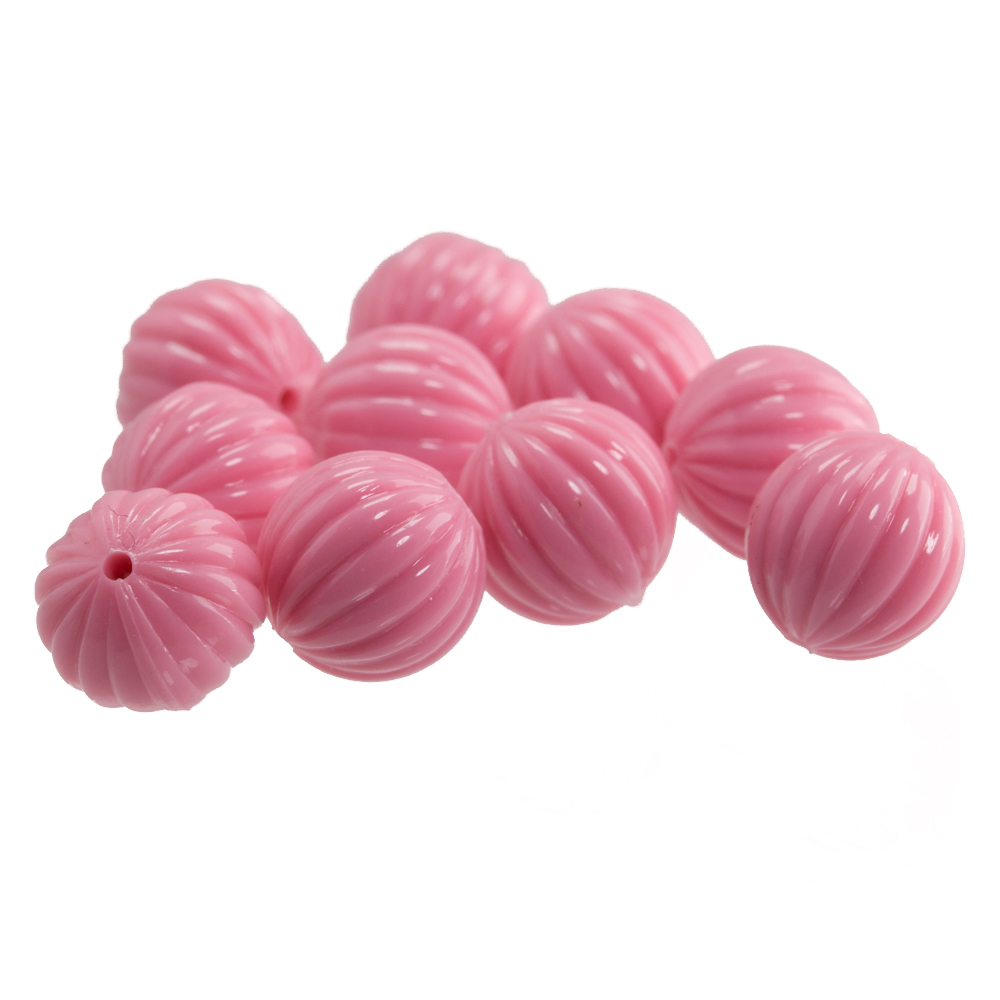 10mm gerillte Rund Perle in rosa