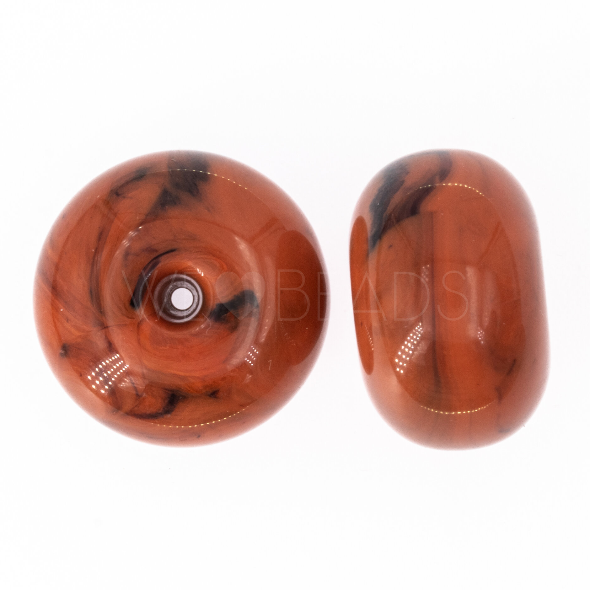 26mm Donut Beads in coral