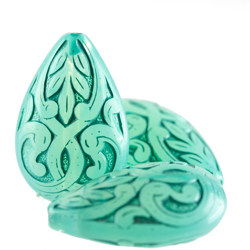 27x18 Tropfen  - türkis  Opal