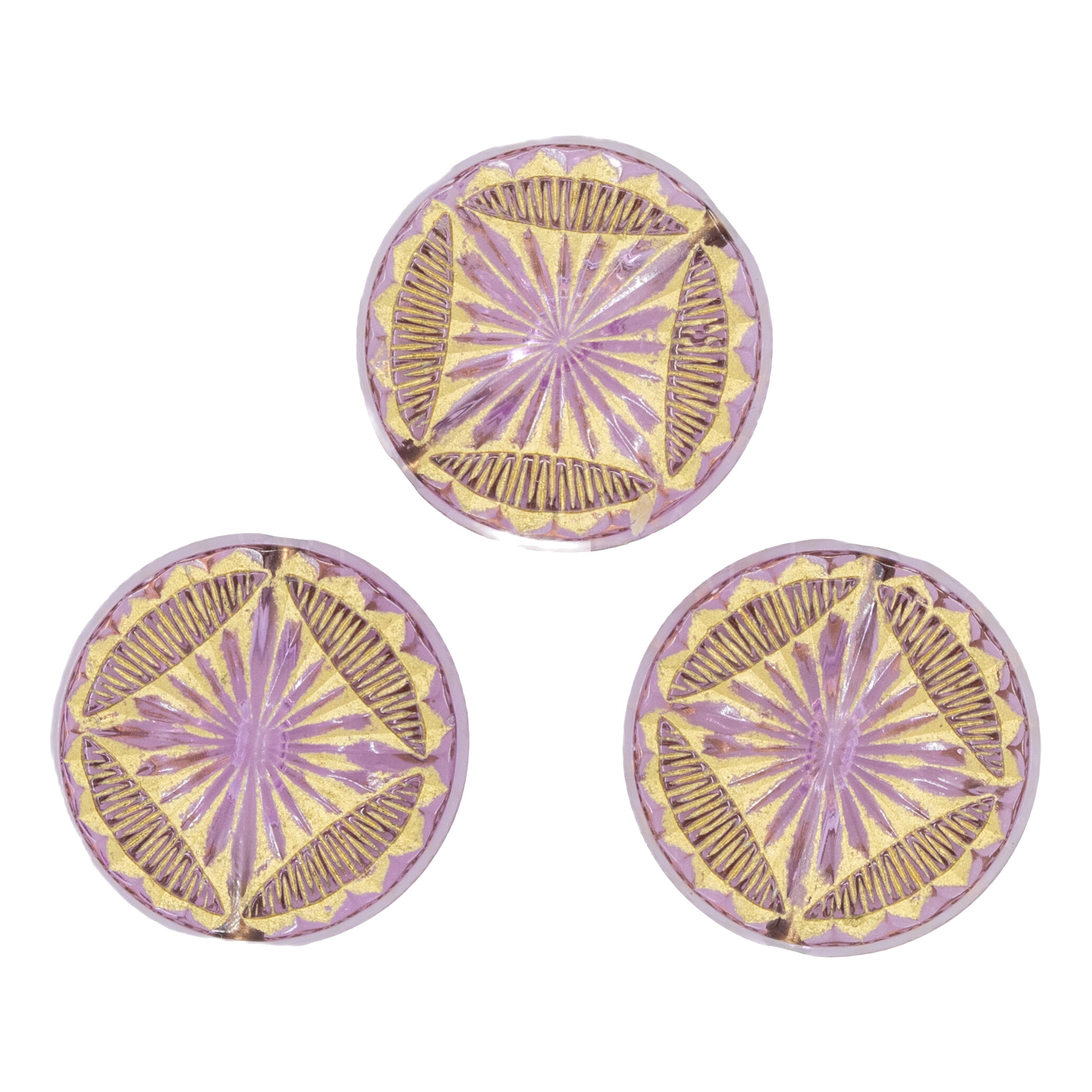 16x7 Round Beads in dawn violett with gold