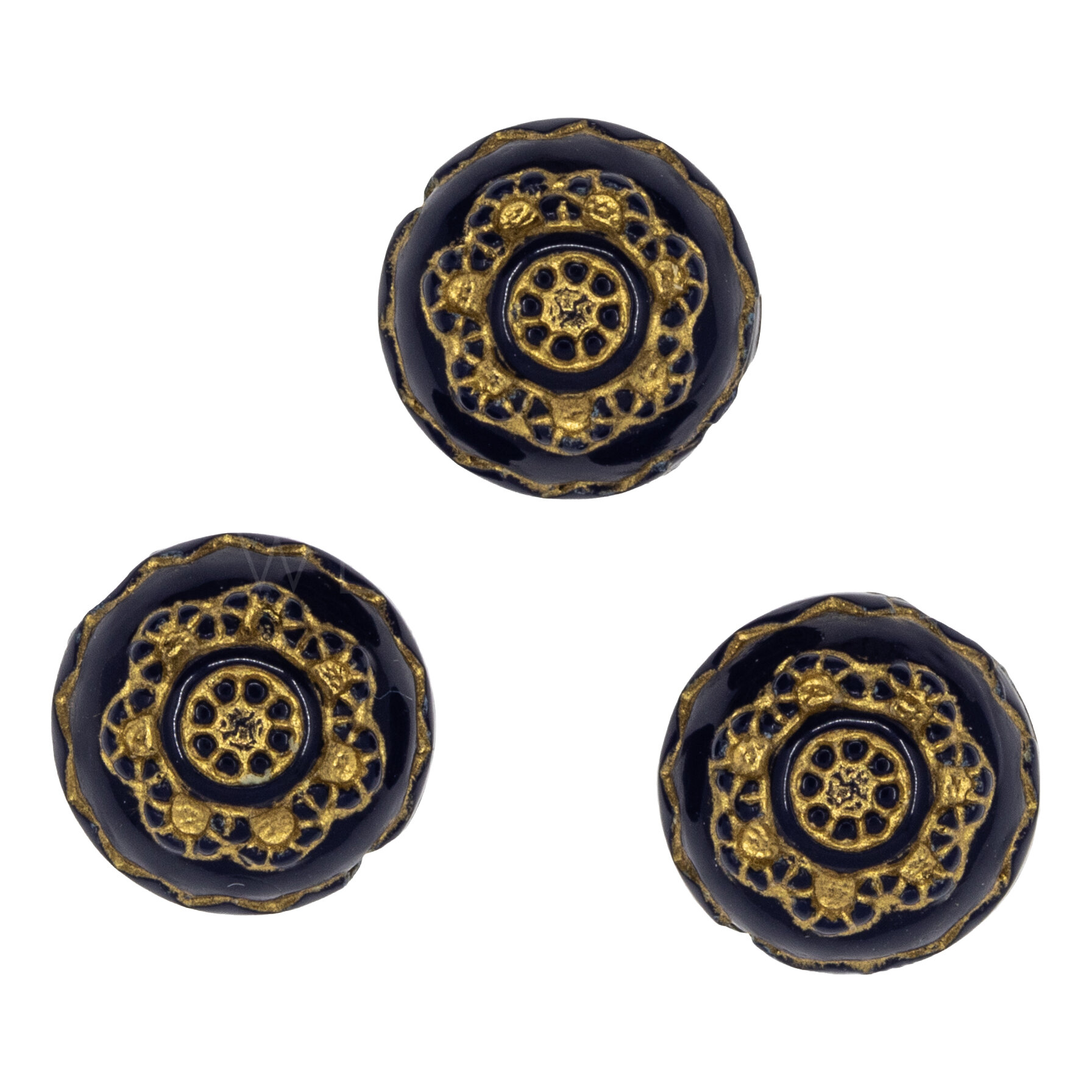 13mm Rund Perle in stahlblau mit gold