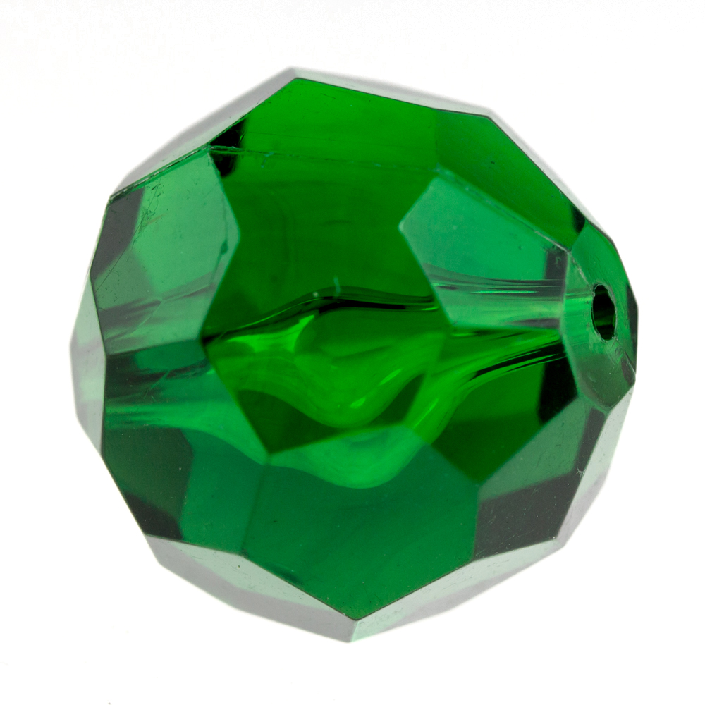 10mm  facettierte Rundperle in  Smaragtgrün Transparent