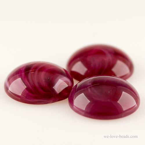 10mm Cabochon oval - rot   Marmor