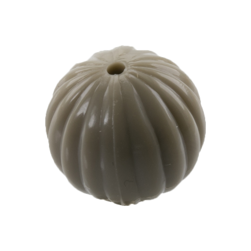 8mm gerillte Rund Perle in schlammgrau