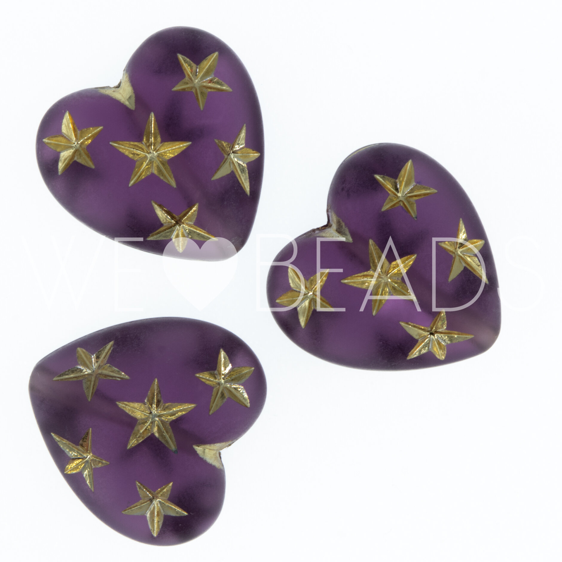 14mm Herz-Perle in Lila Transparent, Matt
