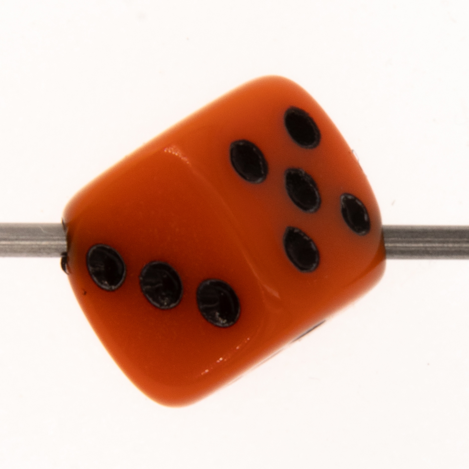  8mm Dice bead - orange / black Opaque, in