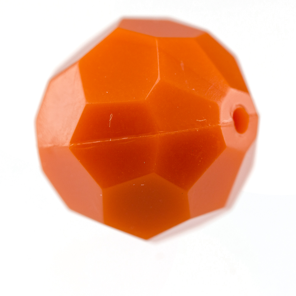 14mm  facettierte Rundperle in  korallen orange Satt
