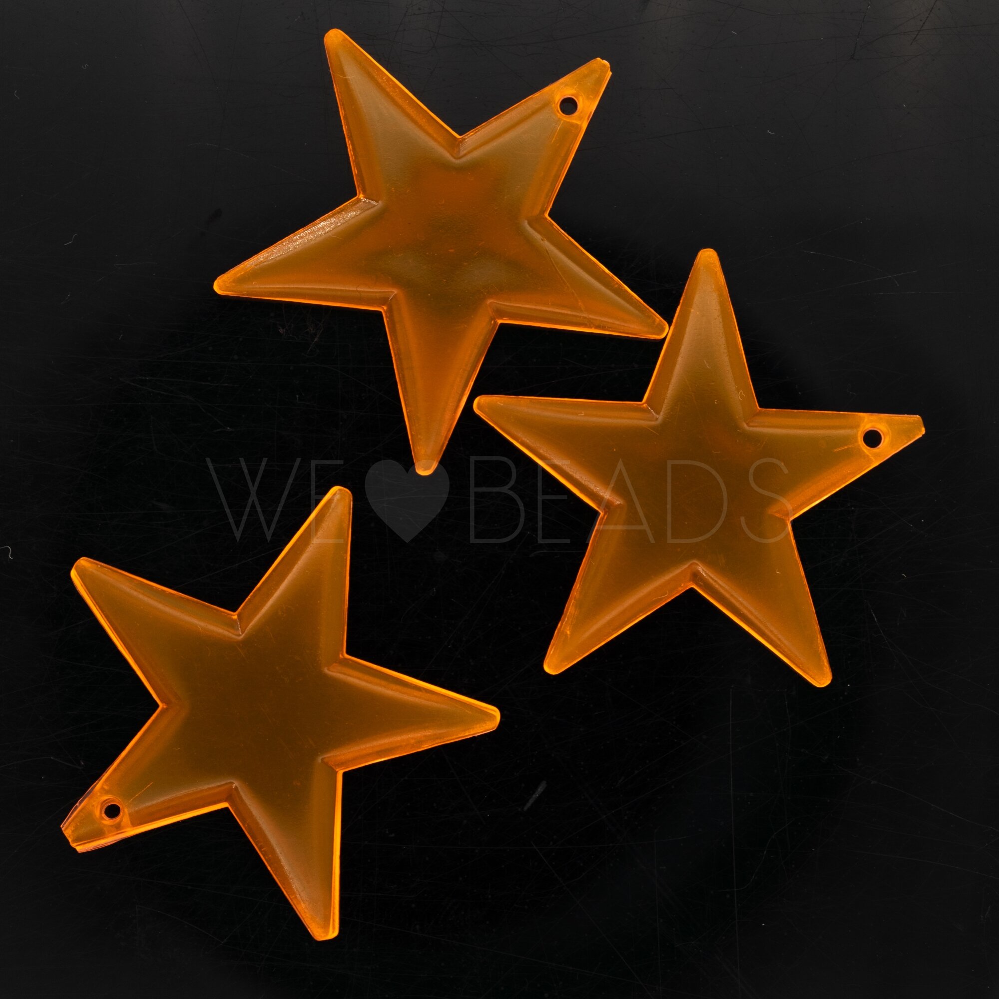 33mm Stern Anhänger in neon lachs orange