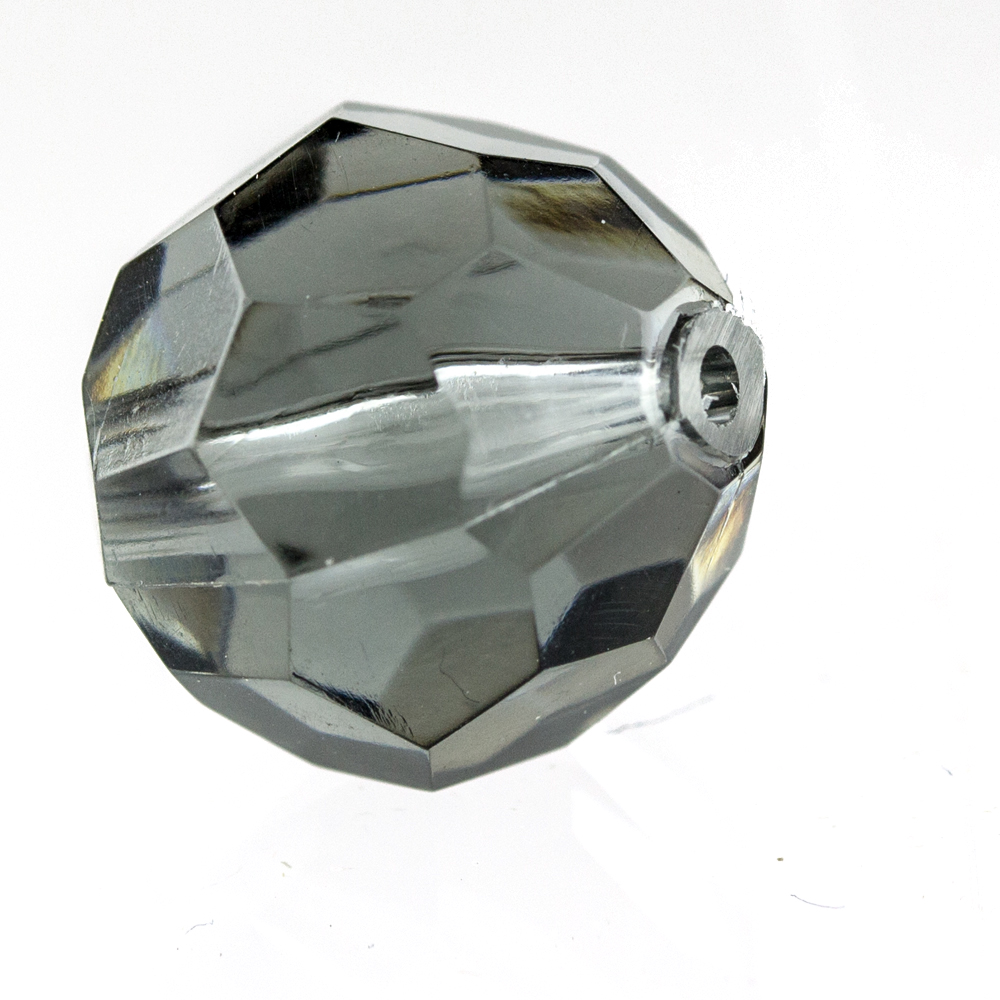 14mm  facettierte Rundperle in  aschengrau Transparent