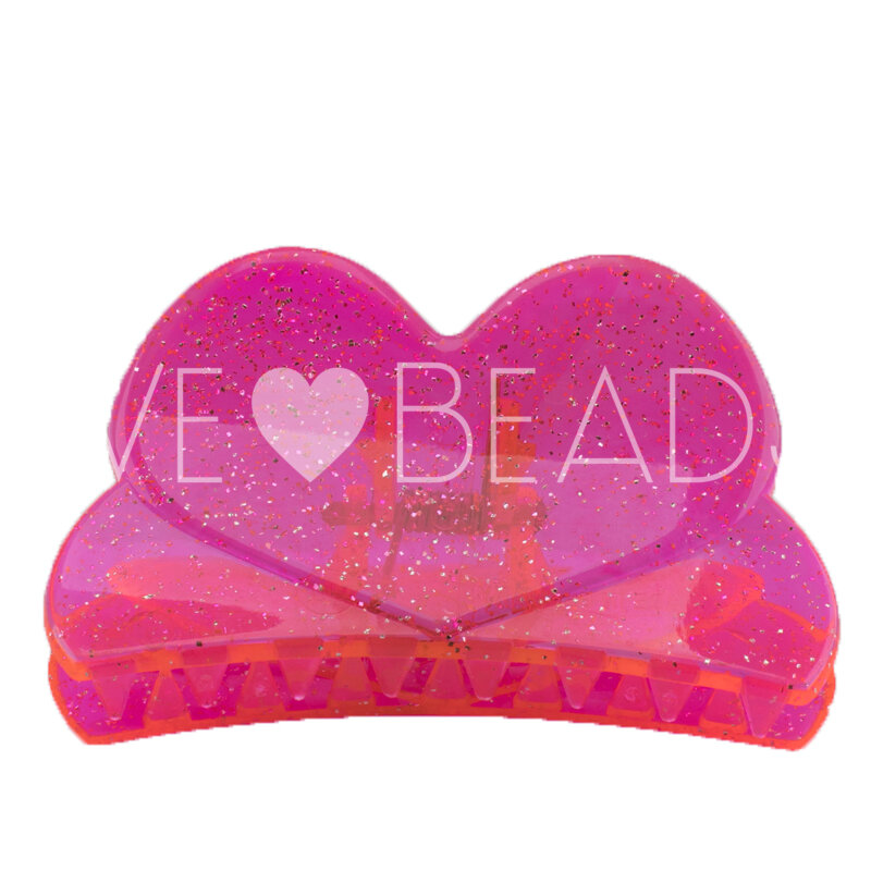 Herz Haarspange in neon pink Large