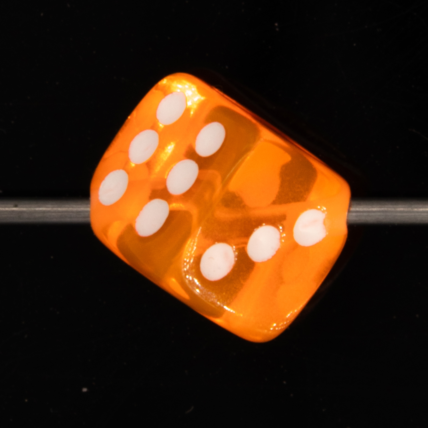  8mm Dice bead - neon orange / white Translucent, in