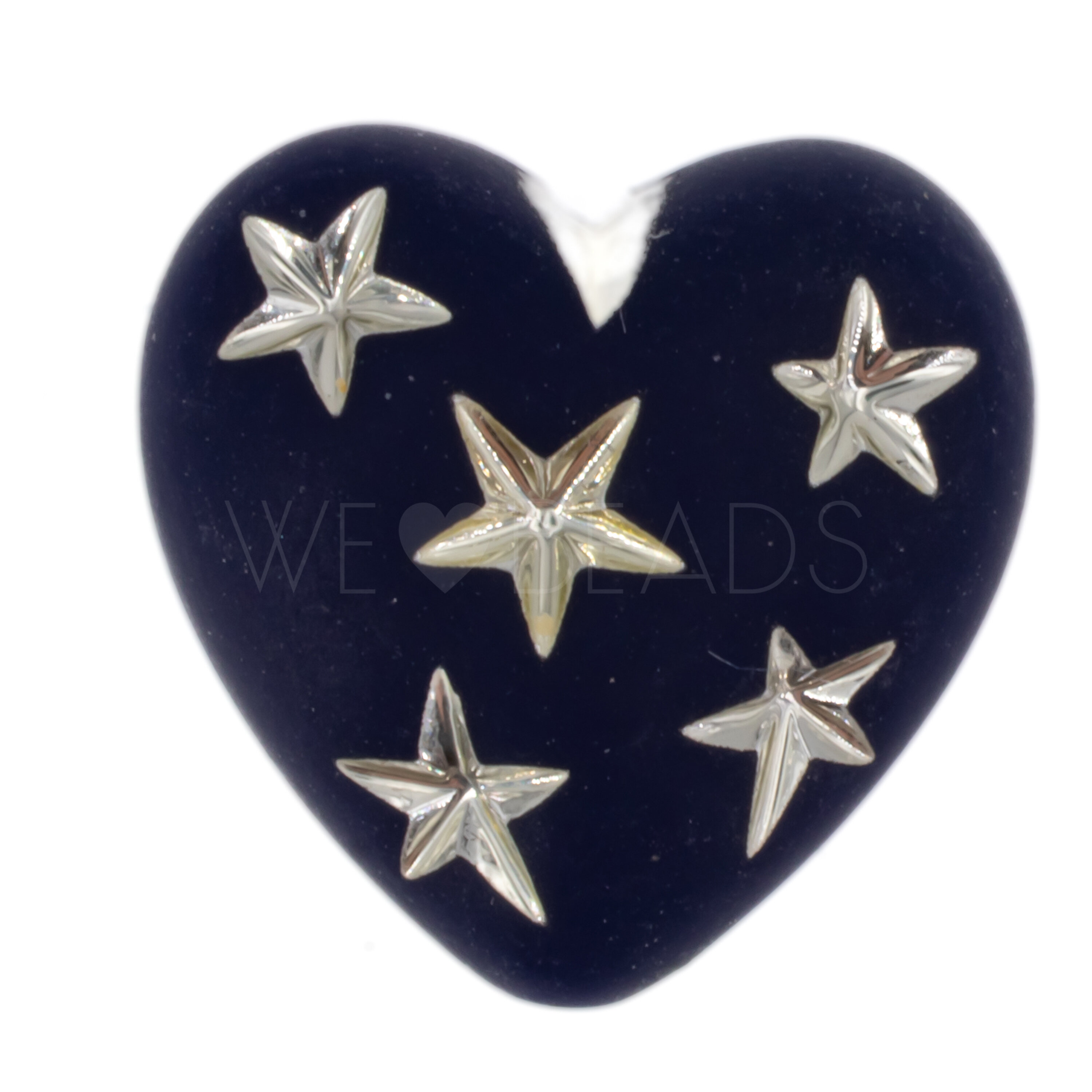 14mm Herz-Perle in stahlblau - silber Satt, Matt, 2-Farbig