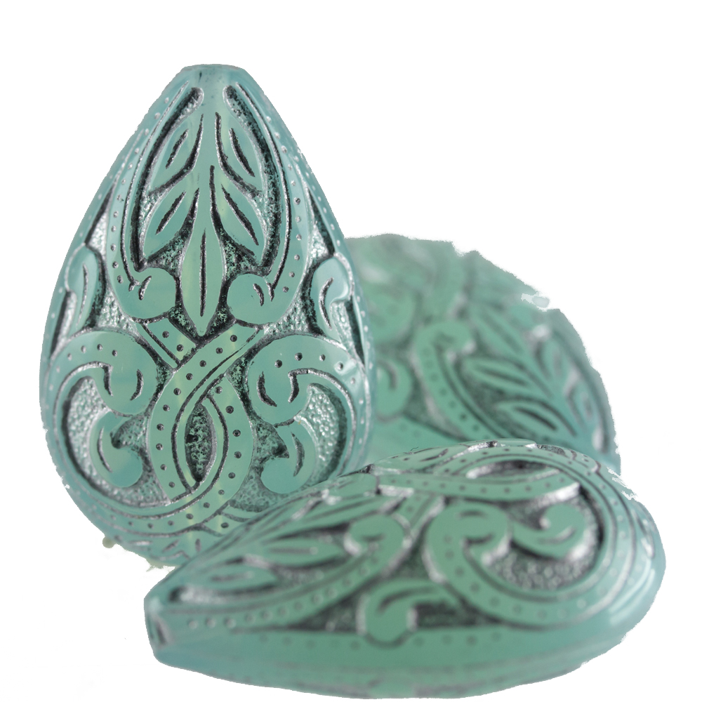 27x18 Tropfen  - türkis  Opal